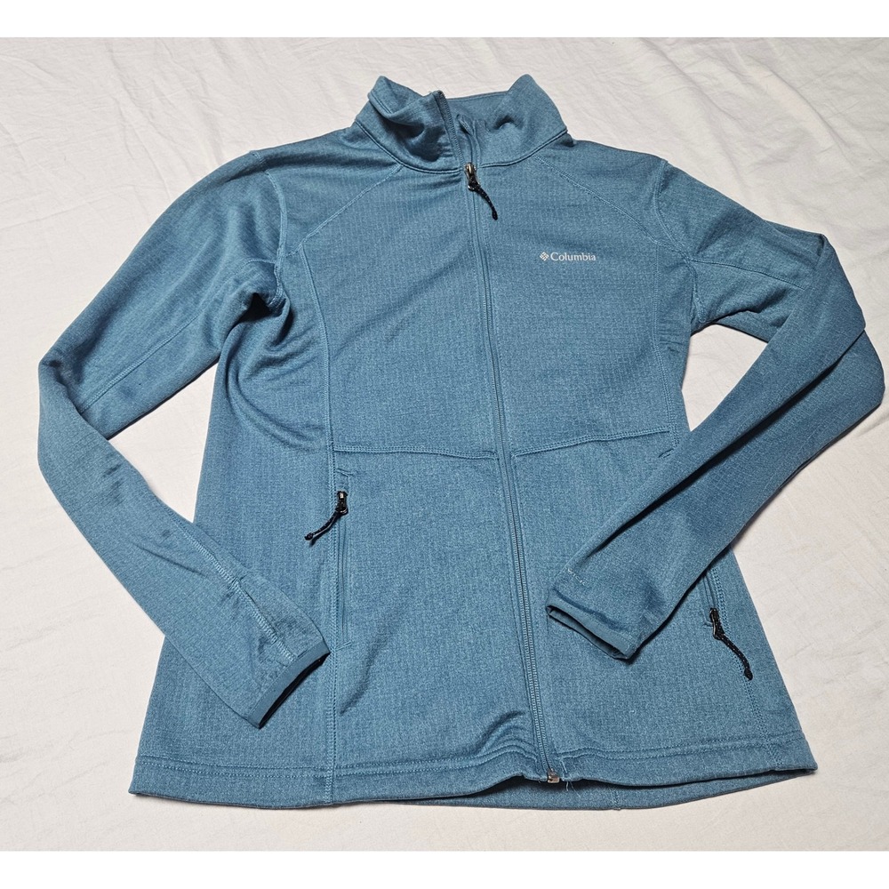 Columbia Full Zip Fleece Jacket Womens Small Blue Omni-Wick Thumbholes XK1627
